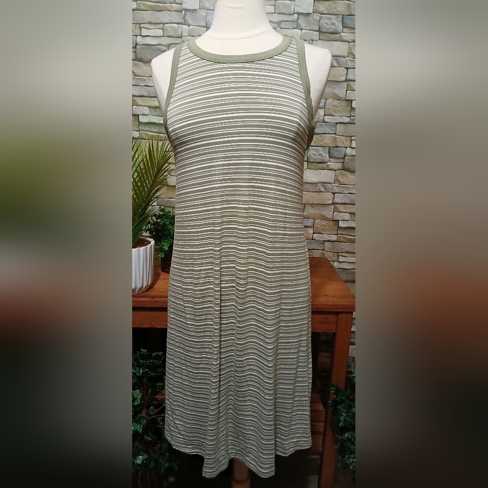 A New Day Olive Striped Maxi‎ Dress Large